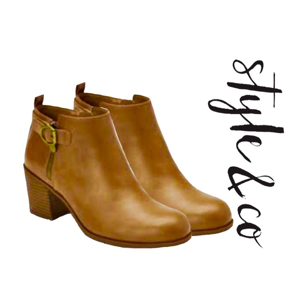 Style & Co. Shoes - ‼️SOLD‼️ Style & Co Onyaa Tan Block-Heel Booties